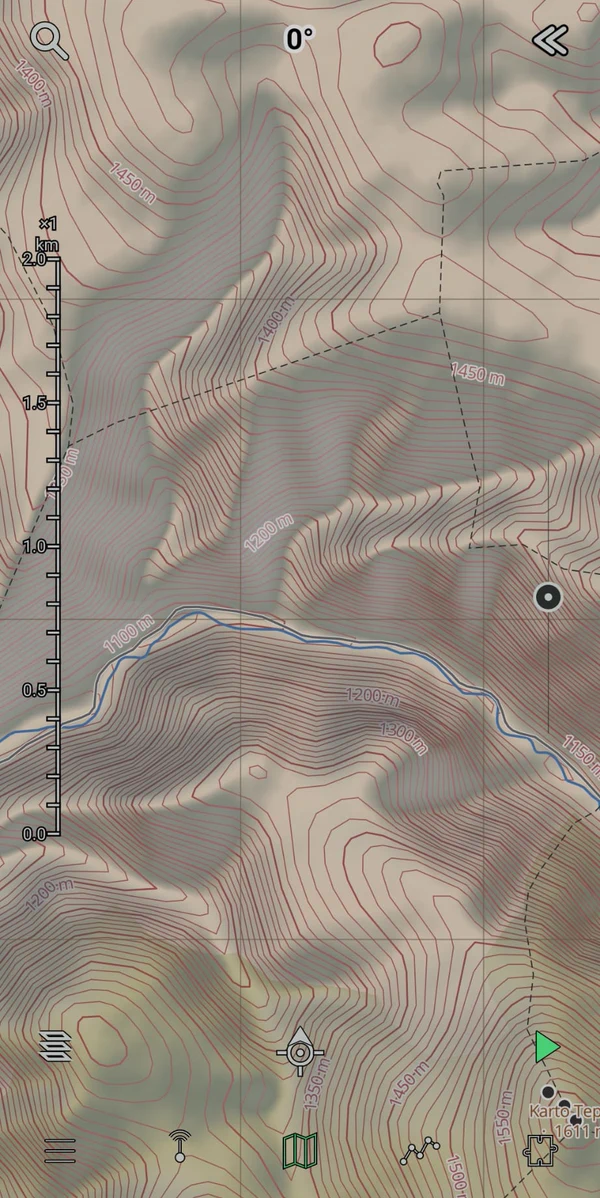 Teta Topo with detailed contours, terrain shading, waterways and paths